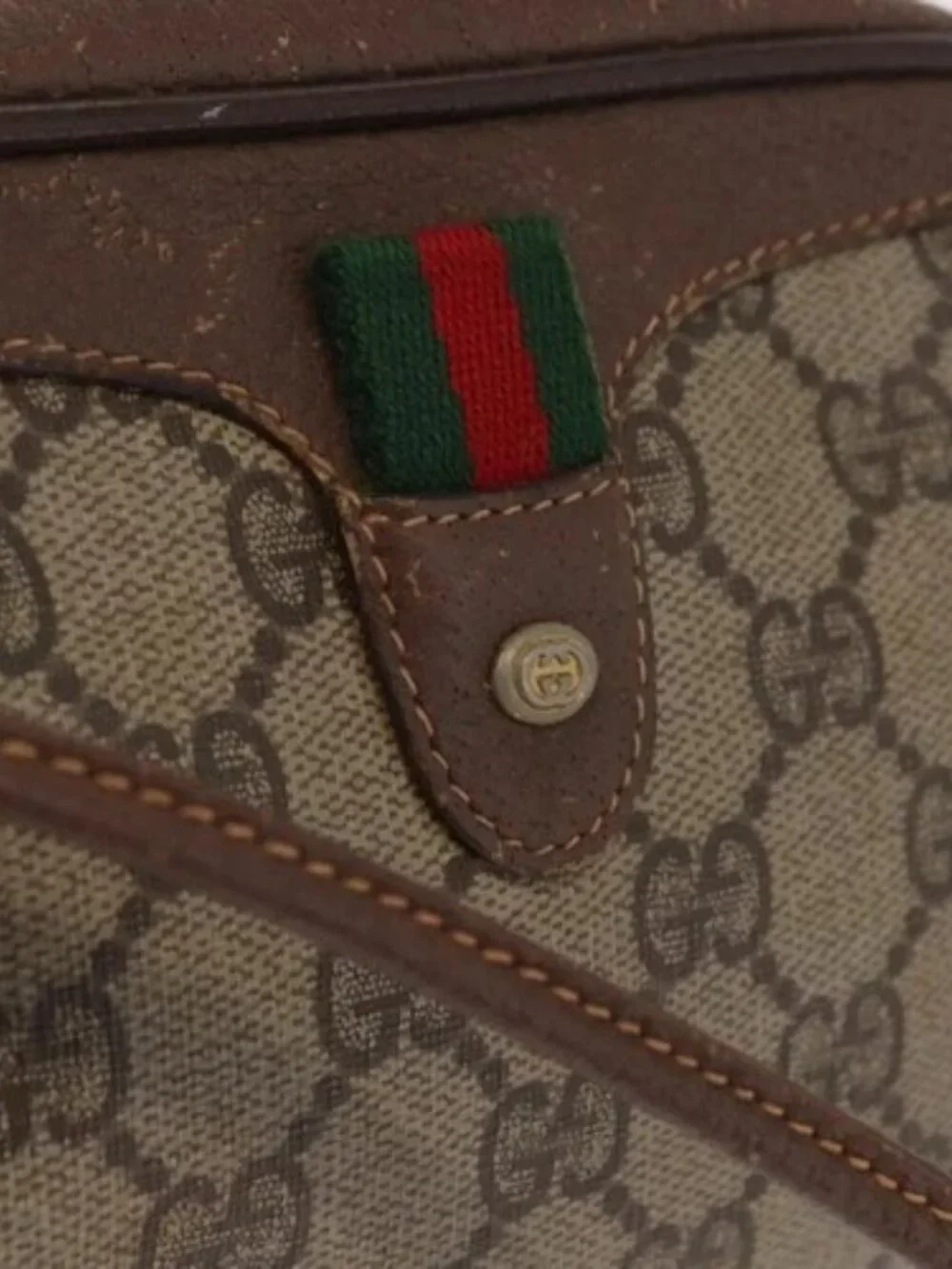 GUCCI GG Supreme Web Sherry Line Bag PVC Beige Gold 156 02 066 Auth BA10344 - Picture 11 of 15